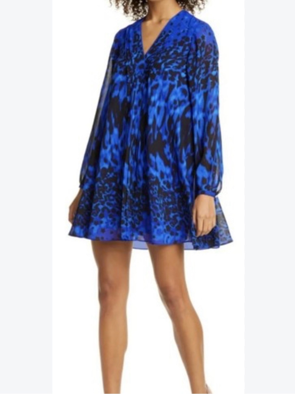 Ted Baker London Blue Printed Long-Sleeve Romper Dress